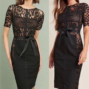 Anthropologie Byron Lars Beguile Black Sheath Carissima Dress Size 10